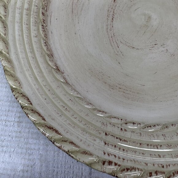 Roscher & Co BELLINI CREAM Embossed Rope Ring Earthenware Salad Plates Set 4 - Picture 12 of 16
